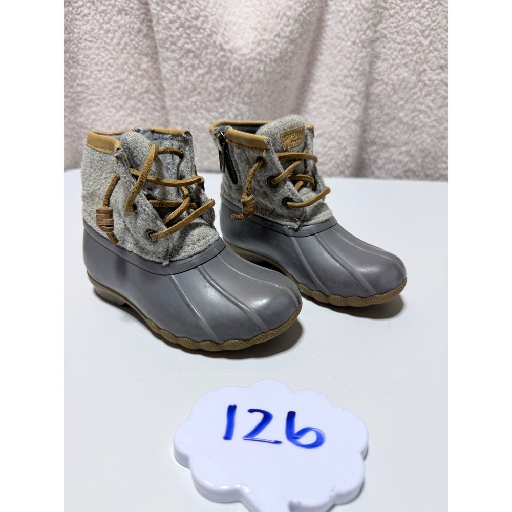 Sperry Saltwater Girls Gray Wool Duck Boots Size 8M STL162649